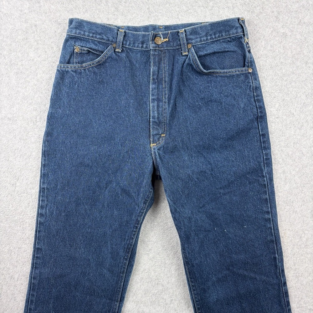 Vtg Lee Jeans Men 34x36 Blue Bootcut USA Union Made 70s 80s Talon Zip Dark Wash - Picture 3 of 14